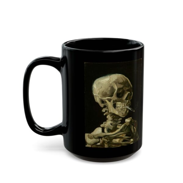 Head of a Skeleton with a Burning Cigarette – Vincent van Gogh Black Mug (11oz, 15oz) - Image 7