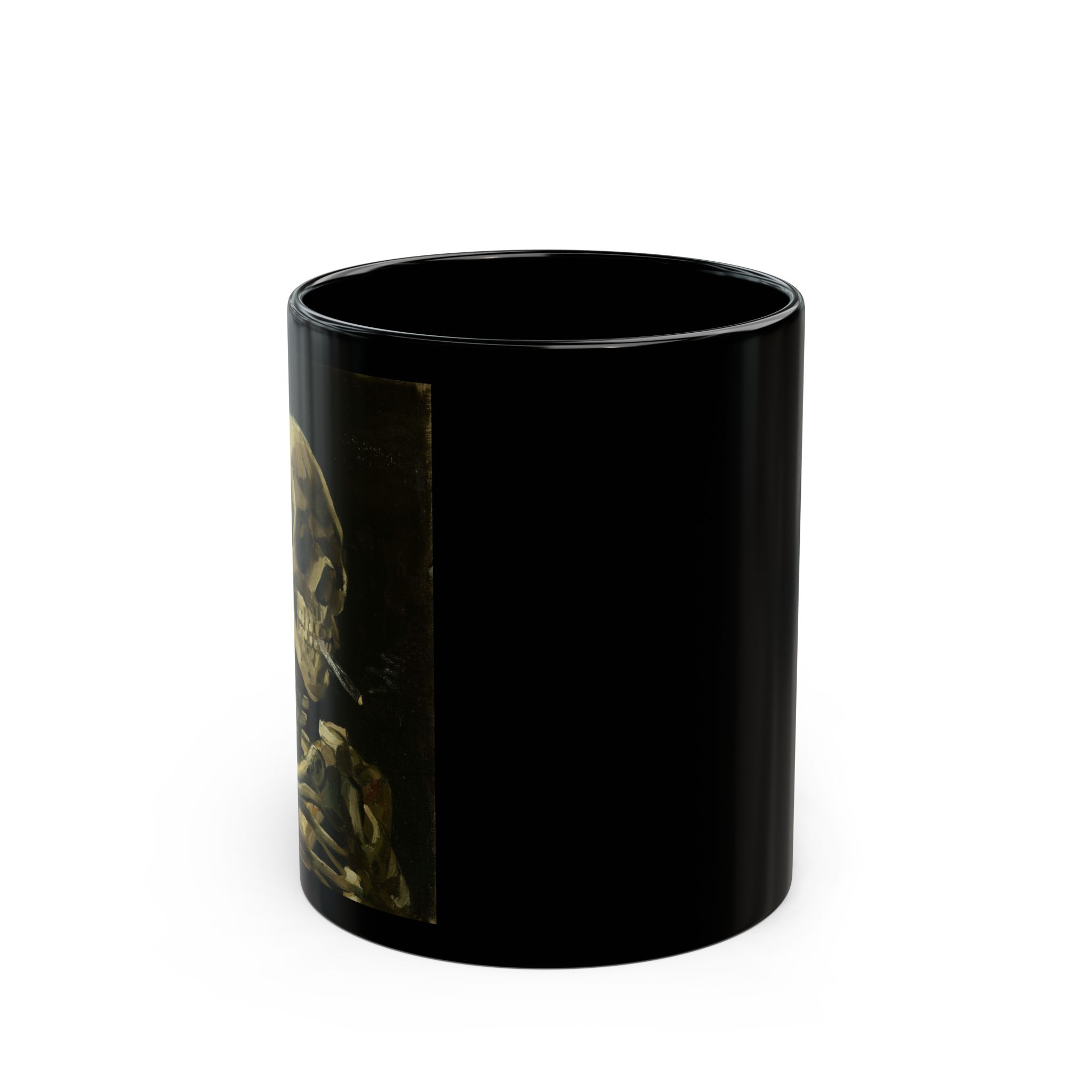 Head of a Skeleton with a Burning Cigarette – Vincent van Gogh Black Mug (11oz, 15oz)