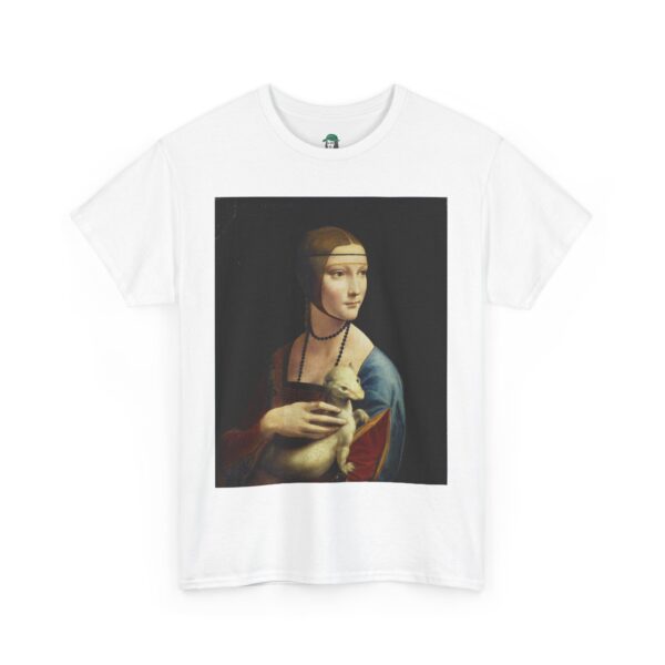 Lady with an Ermine by Leonardo da Vinci Cotton Tee - Image 3