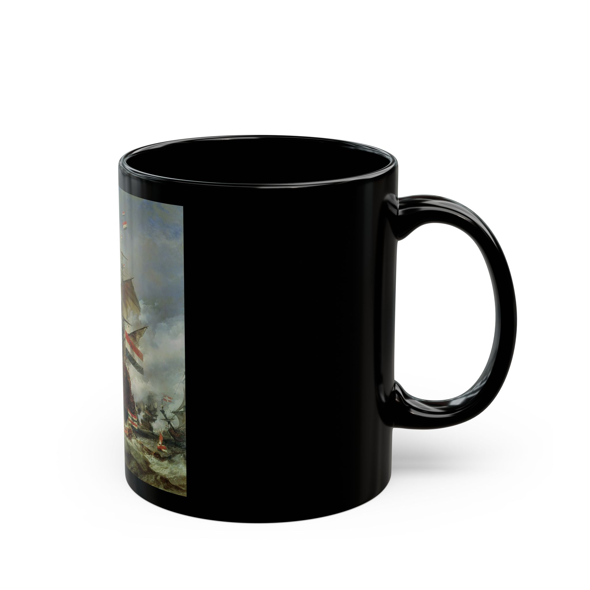 The Battle of Texel – Willem van de Velde the Younger Black Mug (11oz, 15oz)