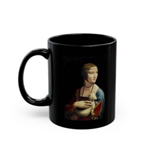 Lady with an Ermine by Leonardo da Vinci Black Mug (11oz)